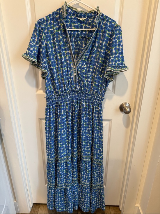 Max Studio Dresses & Skirts - Max Studio London Blue Floral Smocked Waist Tiered Maxi Dress XL